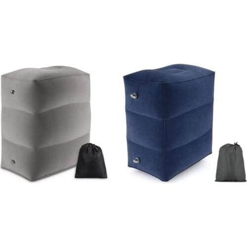 1pc Car Styling 3 Layers Inflatable Foot Rest Travel Air Pillow PVC Flocking Leg Up Footrest Relax Pad for Car Train Home Office