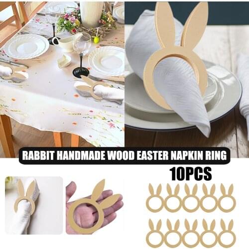 10pcs Novelty Diy Rabbit Napkin Rings Easter Table Decoration Hollow Out Family Gatherings Everyday Use Napkin Rings Wholesale