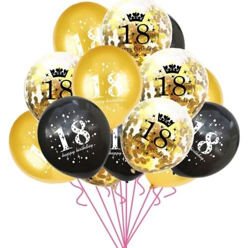 15Pcs/set 18 Happy Birthday Balloon Confetti Latex Balloons Supplies for 18 Year Old Birthday Celebrate Decoration