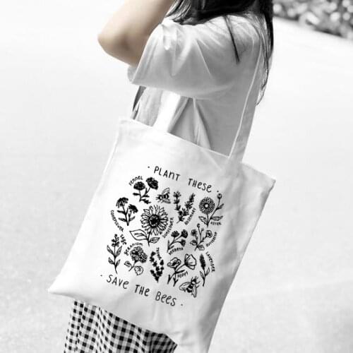 2019 New Women Canvas Bag Eco Reusable Shopping Bags Foldable Shoulder Bag Girls Students Fashion Tumblr Graphic Handbag Tote