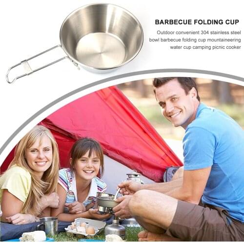 300ml Ultralight Titanium Cup Bowls Foldable Handle Bowl for Camping Picnic Hiking Stainless Steel Tableware