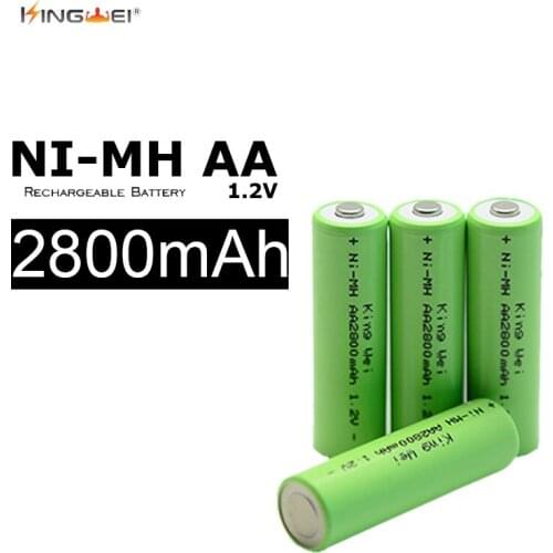 4Pcs KingWei Green AA Cell Battery Real Capacity 2800mAh 1.5v NI-MH Rechargeable Batteries