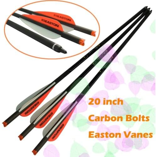 20" Carbon Crossbow Bolt with Easton Vane (Red White) Screw Field Point Archery Bow Outdoor Hunting Shooting Sport Free Shipping