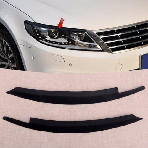 Car 2pcs Front Headlight Headlamp Eyebrows Eyelids Cover Trim Fit For VW CC 2013 2014 2015 2016 2017