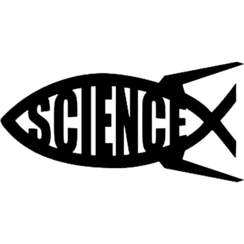 Car Sticker Science Jesus Fish Evolution God Darwin Big Bang Religious PVC Car Decoration Sticker Black/White,20cm*10cm