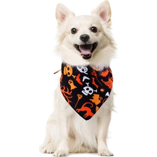 Pet Dog Bandana Small Large Dog Bibs Scarf Washable Halloween Cartoon Cotton Puppy Kerchief Bow Tie Pet Grooming Accessories