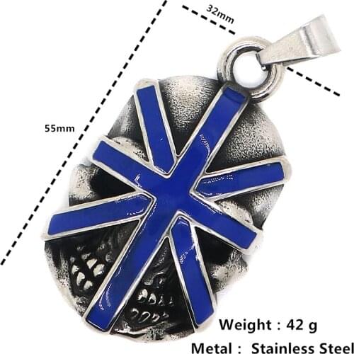 Unisex 316L Stainless Steel Cool Flag Skull Pendant Chain Newest