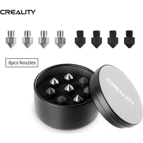 Creality 8pcs 3D Printing Nozzle Kit 0.25mm 0.4mm 0.6mm Extruder Nozzle Print Head with Box for CR-10 Ender-3 Ender-5 Series