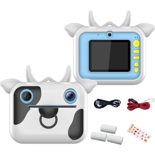 Kids Instant Print Camera Child Cartoon Selfie Digital Camera with Print Paper 2.0in IPS Screen Toddler Video Recorder