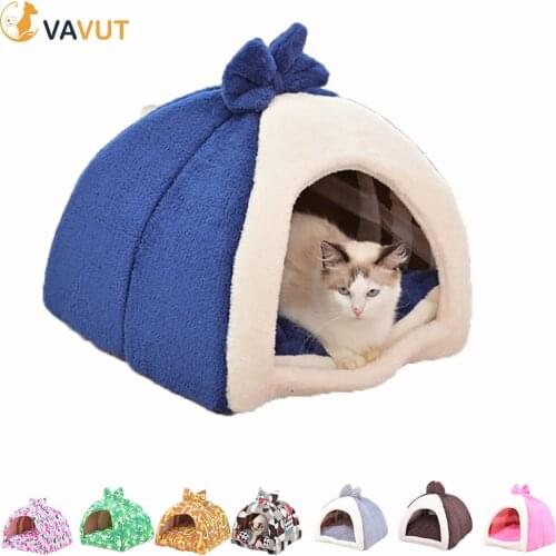 Dog House Kennel Soft Pet Cat Bed Luxury Designer Indoor Enclosed Warm Plush Sleeping Nest Basket for Chihauhau French Bulldog
