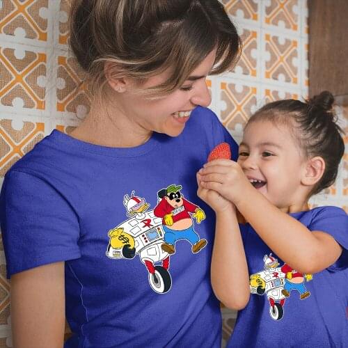 Four Seasons Fashion Disney Family Look Outfits Top Summer New O-Neck Short Sleeve Harajuku Style Scrooge McDuck Print T Shirts