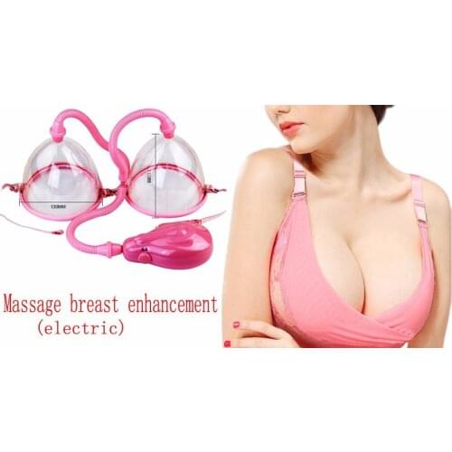 Hot Electric Dual Suction Cupping Set Female Breast Pump Massage Breast Enlargement Kit Silicone Ring Enhance Massager
