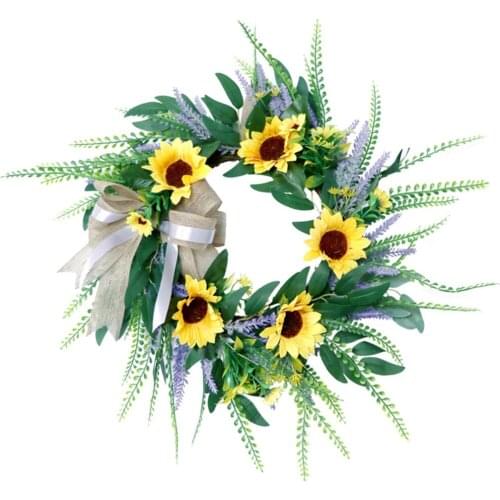 Artificial Green Leaf Wreath Home Decorations Festival Gifts Outer Diameter 55cm Sun Flower Spring Summer Simulation Garland