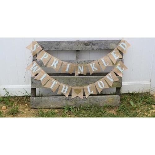 Custom Sprinkled With Love Gender Reveal baby shower burlap Banners nursery room signs party Buntings garlands Photo Prop
