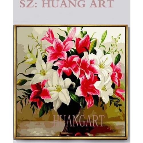 Bedroom Decoration Art Paintings Colorful Red Flowers Oil Painting Reproduction Canvas Pictures for Friends Gift High Quality