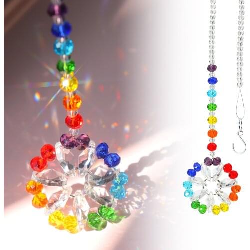 Colorful Crystal Pendant Beautiful Crystal Ball Prism Rainbow Sun Catcher Decoration for Home Window Party MUMR999