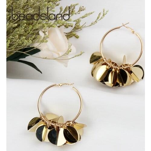 Beadsland Drop Earrings Round Shape With Metal Sheets Neo-Gothic Women Girl Dancing Party Christmas Gift 39107