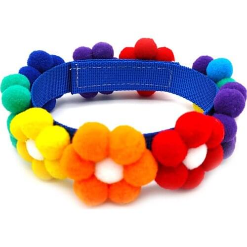 Legendog Cat Collar Rainbow Flower Decorative Cat Necklace Soft Puppy Collar Adjustable Dog Neck Collar Pet Collar Accessories