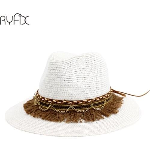 Summer Women Sun Hats Sweet Tassel Straw hats Girls Vintage Beach Panama Jazz Hats HA184