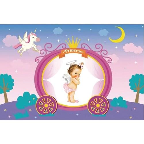 Little Princess with Colorful Baby Shower Backdrop Photography Background Holiday Celebration Photo Booth Studio Decor