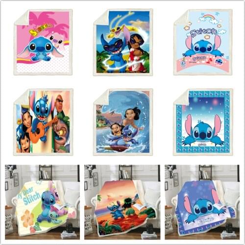 Disney Animation Lilo & Stitch 3D Printed Cute Cartoon Comfortable Blanket for Children Adult Sofa Bedding Plush Wool Blanket