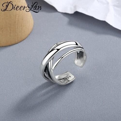 Fashion Real Silver Color Irregular Chains Rings for Women Boho Adjustable Antique Rings Anillos joyas de plata