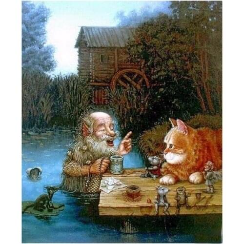 5D Elder Cat Embroidery Diy Diamond Painting Cross Stitch Sets Full Square/round Drill Picture By Numbers Sale Handcraft