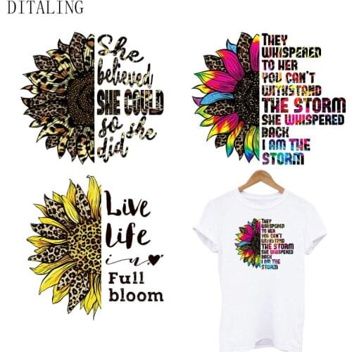 Sunflower Patch On Clothing Iron On Transfer Sticker DIY T-Shirt Decal Fashion Girl Washable Thermal Sticker Applique On Clothes