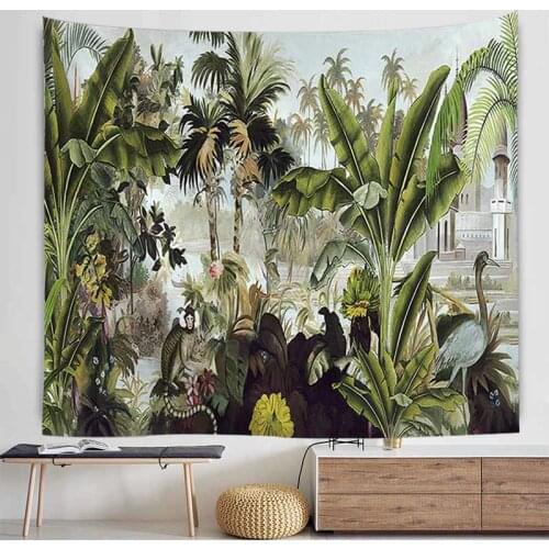 Natural Forest Banana Tree Tapestry Wall Hanging Landscape Wall Carpet Hippie Decor Wall Tapestry Scenery Wall Cloth Tapestries