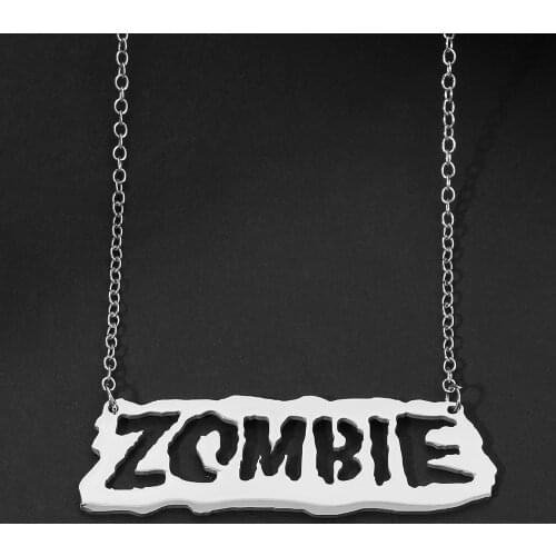Stainless Steel Letter Zombie Pendant Necklace women Men Silver Color Punk Link Chain High Quality Necklaces jewelry gifts