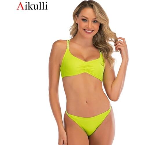 2020 Sexy Bikinis Swimsuit Women Bathing Suits Bikini Swimwear Print Low Waist Swimsuit Green Female Summer Beachwear Swim Suit