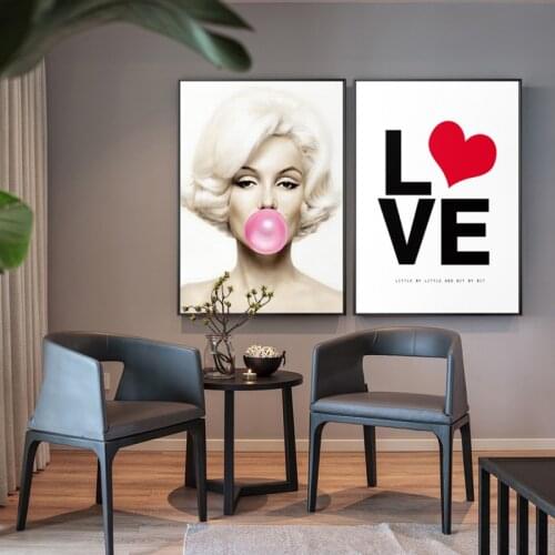 Marilyn Monroe Blows Bubbles Creative Canvas Painting Posters And Prints Large Painting wall art Deco For Living Room For Lover