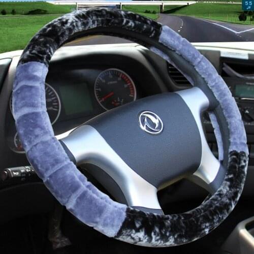 KKYSYELVA Leather Steering Wheel Covers for Car Bus Truck 36 38 40 42 45 47 50cm Diameter Auto Steering-wheel cover