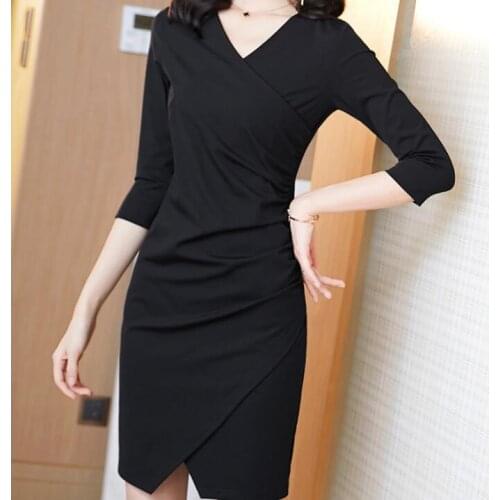 Professional hip split dress，fessional dress, black fashion business dress