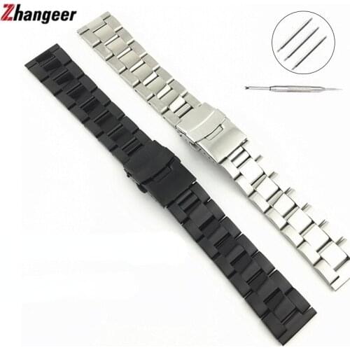 20mm 22mm 24mm 26mm 28mm Watch Band Metal Bracelet Solid Stainless Steel Wristband Replacement Watches Strap Double Lock Buckle