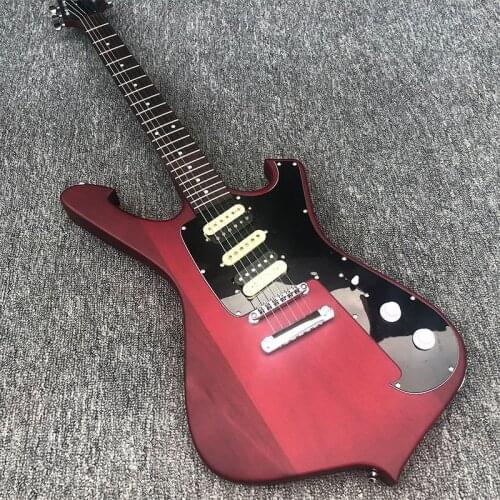 High-quality special-shaped six-string electric guitar, red matte paint, zebra open pickup, rose wood fingerboard, package freig
