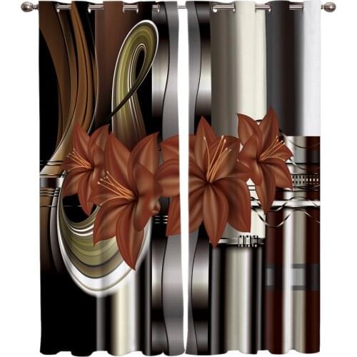 Modern Red Flowers Fluid Window Curtains Living Room Kitchen Curtains for Bedroom Left and Right Biparting Open Curtains