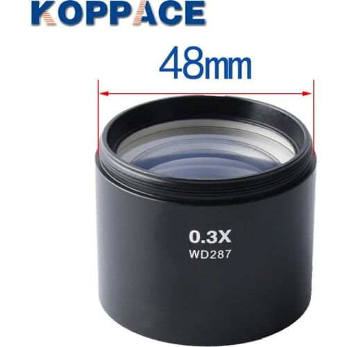 KOPPACE 0.3X Stereo Microscope Barlow Lens 287mm Working Distance Microscope Lens 48mm Microscope Nstallation Size