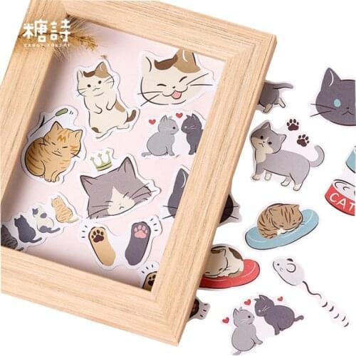 45pcs Cute cat mini boxed stickers Sticky Phone Sticker Notebooks Scrapbook Stationery Supply Accessories