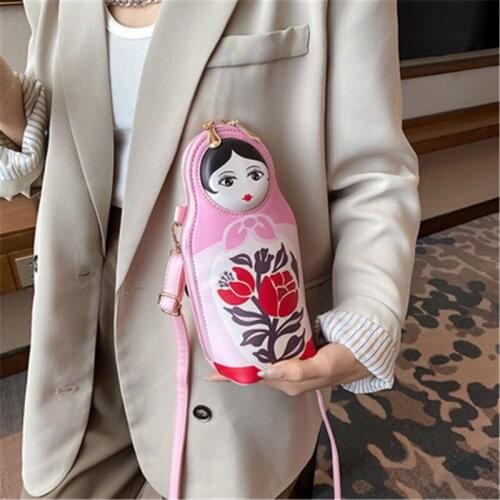 Womens Bag Cute Cartoon Suit Doll Pu Wallet Pink Crossbody Bags Womens Shoulder Bag Phone Pack Torby Na Ramię Bolso Mujer Sac