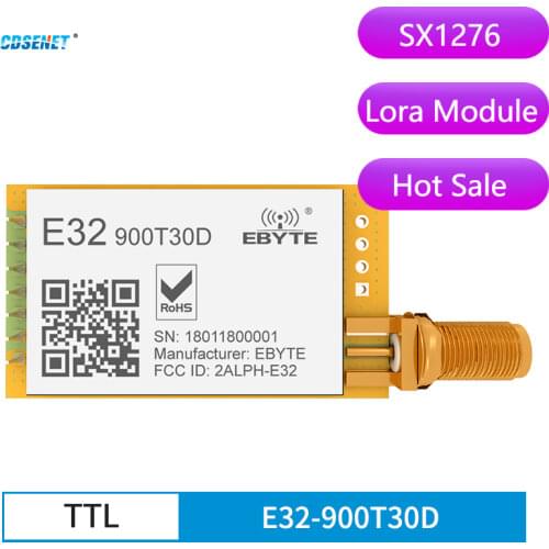 SX1276 LoRa Wireless Serial Port Module RF UART 868MHz 915MHz 30dBm 8km Long Range SMA-K CDSENET E32-900T30D TTL DIP Tranceiver