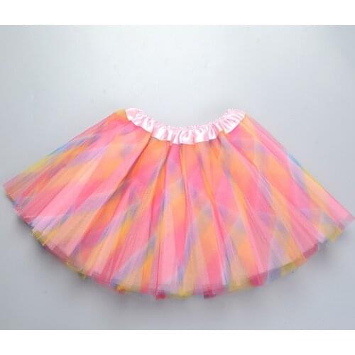 Dance girl organza rainbow ballet skirt for children tutu skirt 3-12 years old skirt length 30cm and over 12 years old 40cm