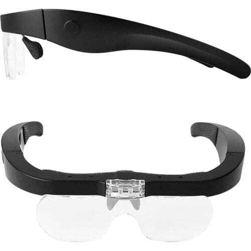USB 2 LED Auxiliary Light Wearable Magnifier Magnifying Loupe with 4 Replaceable Lenses 1.5X/2.5X/3.5X/5X Magnification