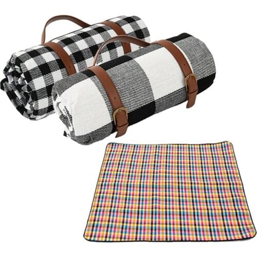 Thicken Plaid Outdoor Foldable Waterproof Picnic Mat Fashion Pad Breathable Soft Waterproof Portable Camping Travel Beach Blanke