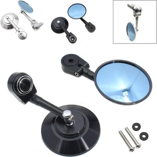 Rear View Mirrors Round Handlebar End Plug Mirrors Universal Motorcycle 7/8" 22MM Aluminium