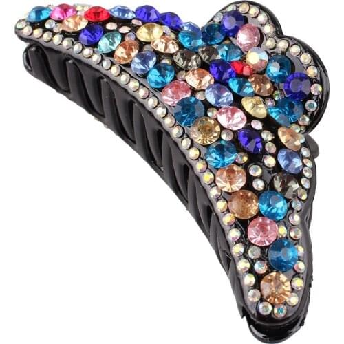 Female Big Colorful Barrettes Shining Rhinestone Hair Claws for Women Fashion Crystal Hairpins Headwear Lady Hair Accessories