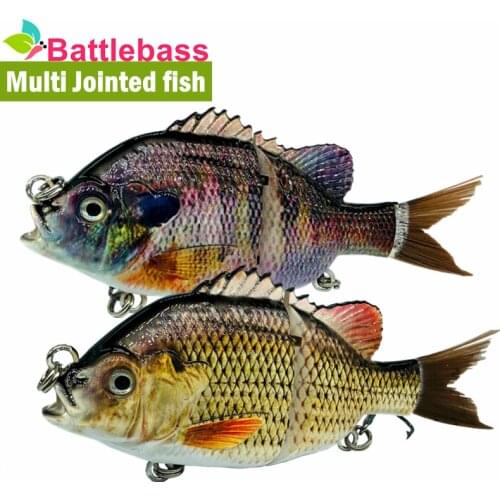 BATTLEBASS 2021 NEW 1PC SINKING Multi Jointed Panfish Bluegill Swimbaits Topwater Hard Bass Fishing Crank Lure 43g/13cm