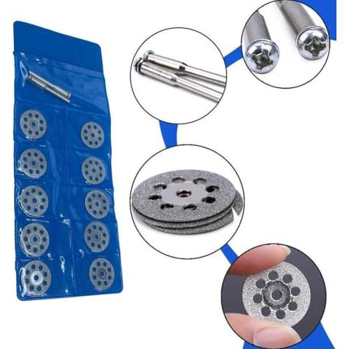 10Pcs/set Diamond Cutting Discs Jade Slice Metal Cutting with Disc 30mm Cutting 20 Mandrel Tools For Rotary 2 Disc 25 O6G7