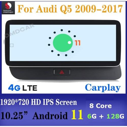 10.25" Snapdragon 8Core 4+64G Android 10 Car Radio Multimedia Player GPS Navigation for Audi Q5 2009-2017 Stereo CarPlay