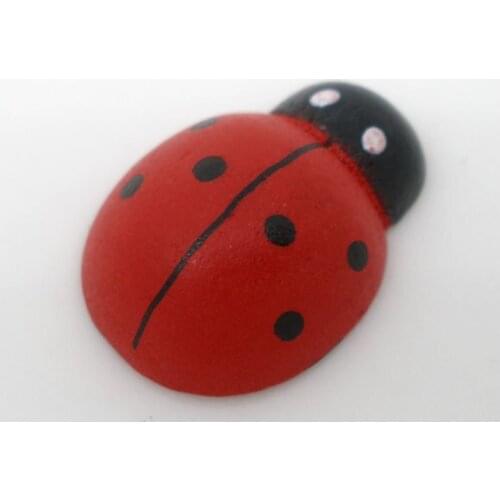 Free shipping-100 pcs Painted Wood Ladybug Craft Ornament for Scrapbooking Decoration 19x13mm J1986